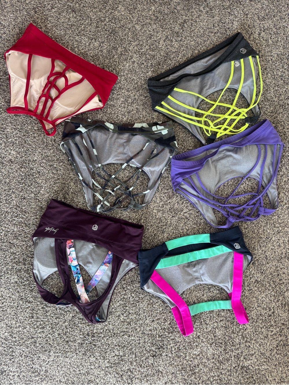 Mixed Women's Sports Bras Set - Purple, Black, Camo, Red, Teal Accents - Picture 8 of 8
